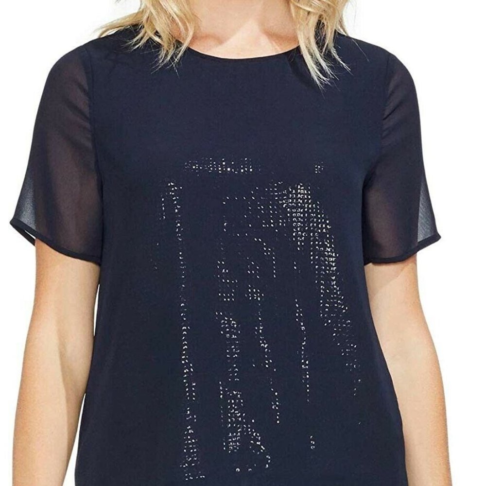 Vince Camuto Women's Blouse Blue Size Small S Chif